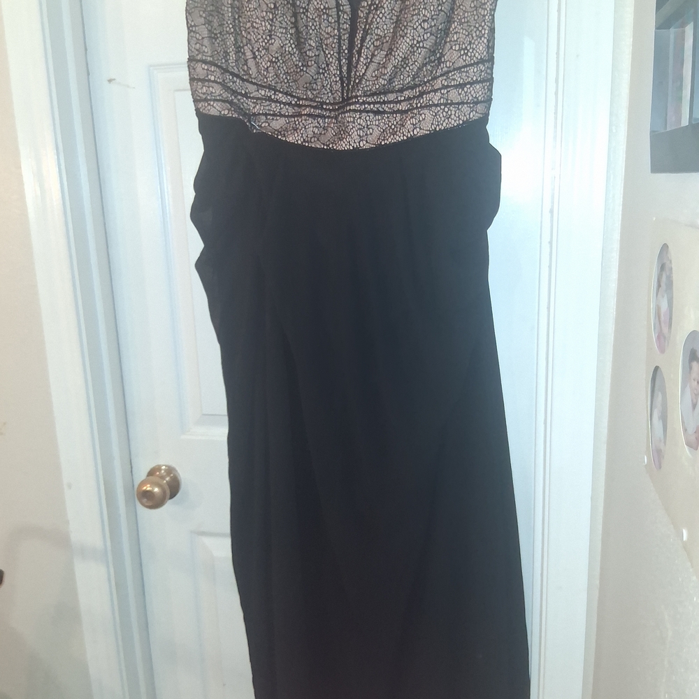 City Chic Black and Silver Prom Dress PTP 22"X58"